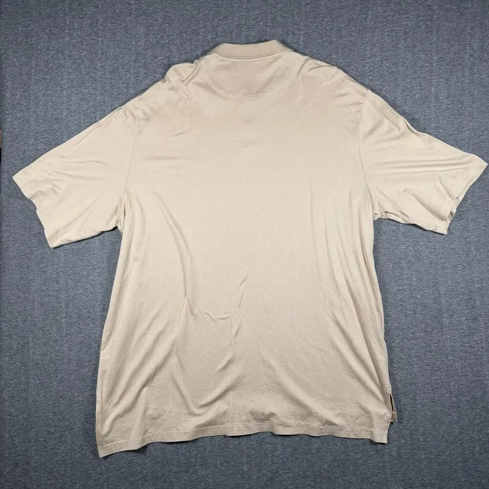 Polo Golf Ralph Lauren Polo Shirt Mens 2XL Beige Chevron Cotton Short Sleeve